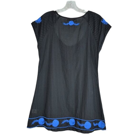 Free People black embroidered cotton tunic top/mini dress, size 10 - Picture 2 of 7